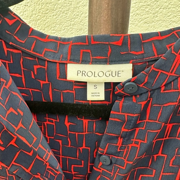 Prologue Shirt Dress Abstract Blue and Red Size Small - Picture 2 of 8